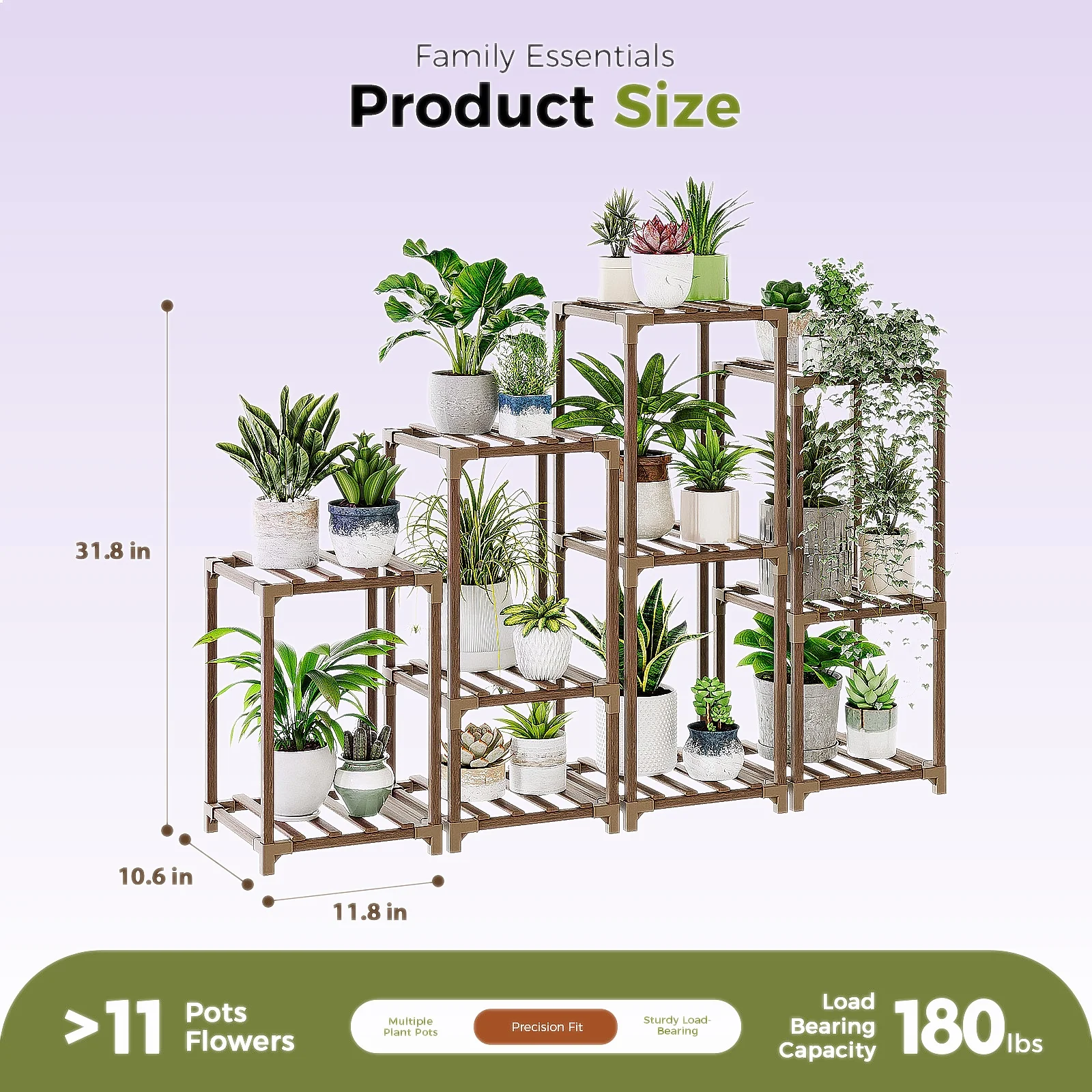 Bamworld Plant Stand Indoor 4 Tier Wooden Shelves Outdoor Plant Holder Display Rack