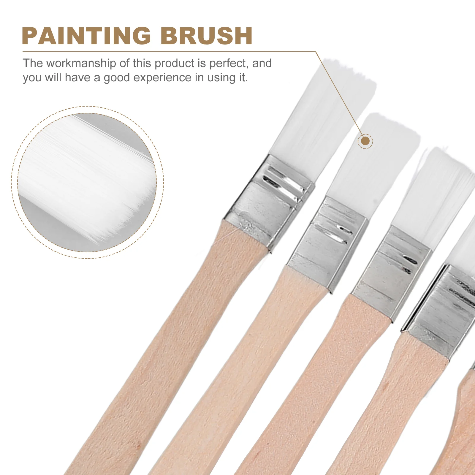 แปรงทาสีไนลอนแบบหนาอุปกรณ์เสริมแปรงทาสีไนลอนสีขาว