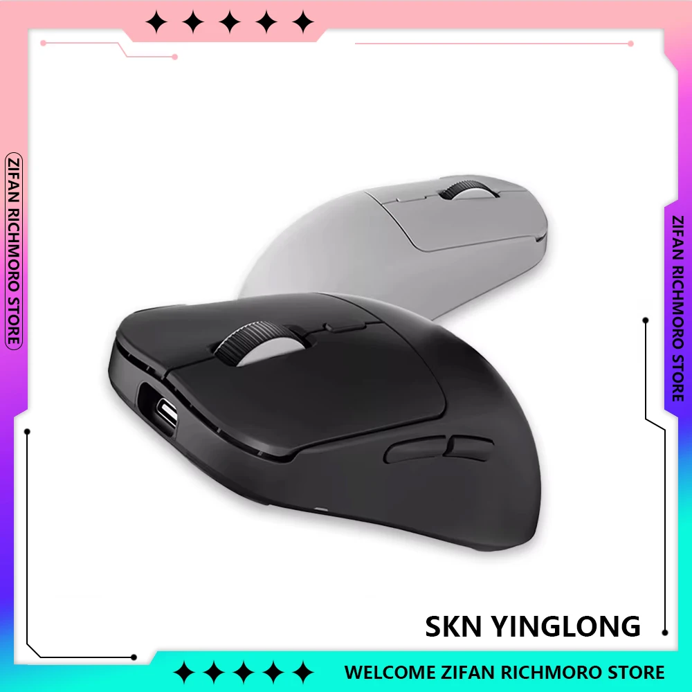 Skn Yinglong Paw3950 3 Mode Mouse Gaming Mouse E-Sports Custom 8k Polling Rate Ultra-Link Wireless Bluetooth Wired Lightweight