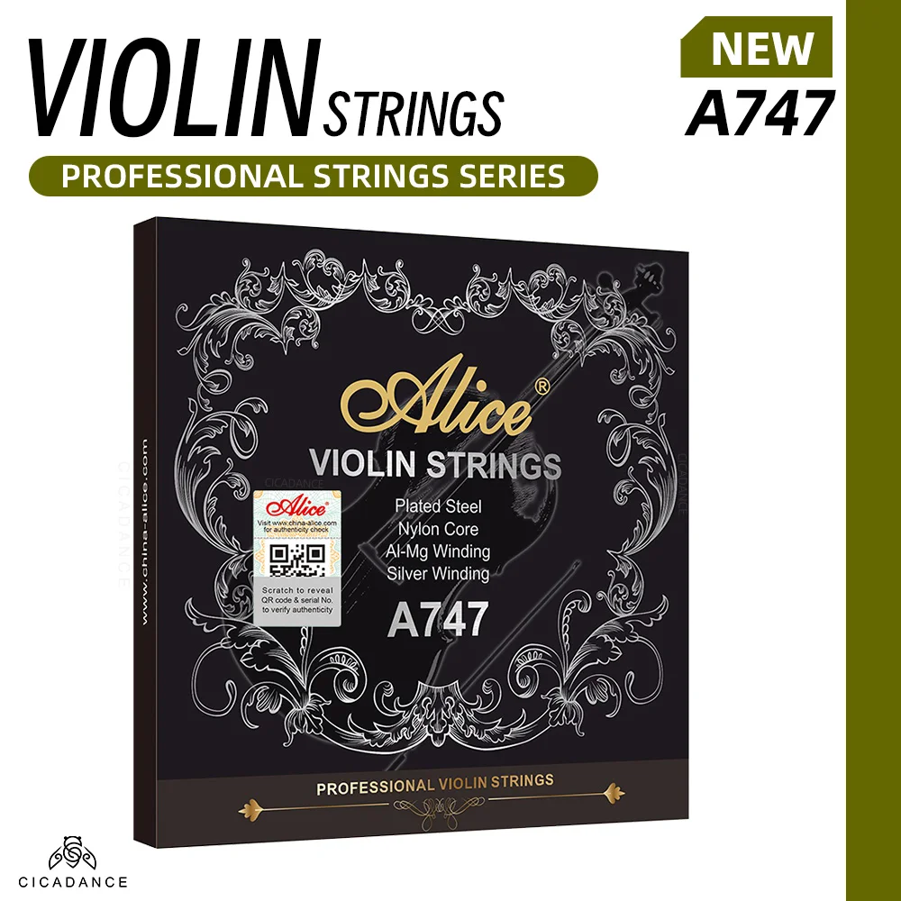 

Alice Violin Strings A747 Nylon Core Alloy Winding For 1/8 1/4 1/2 3/4 4/4 Violin Musical Instrument Accessories For Concert