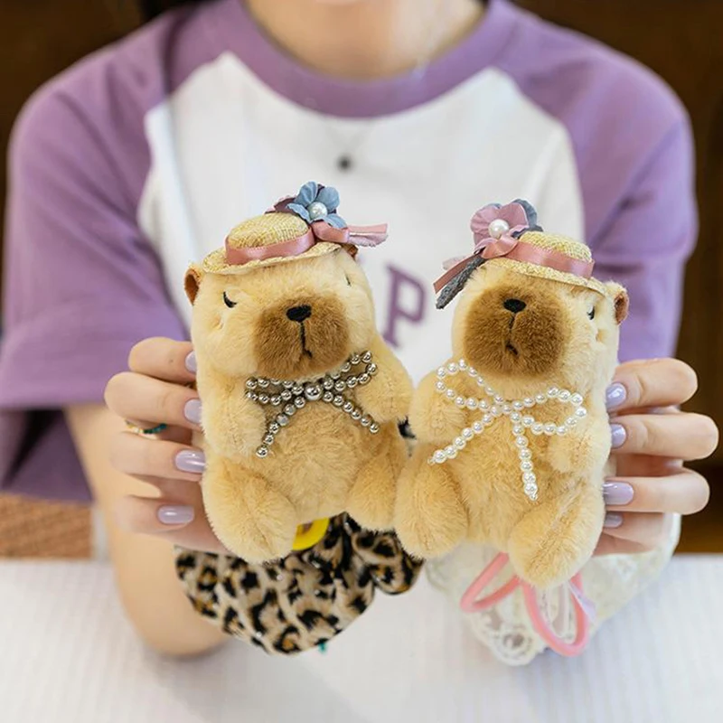 

1 Piece Girls Bag Bakcpack Car Keychain Capybara Plush Pendant Cute Cartoon Stuffed Keyring Christmas Gift