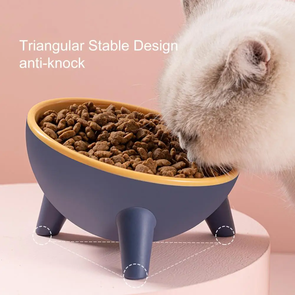 Cat Bowl 15 Degree Tilt Neck Protector Anti-overturning Large Capacity Smooth Surface Wide Mouth Pet Dog Food Feeder Daily Use