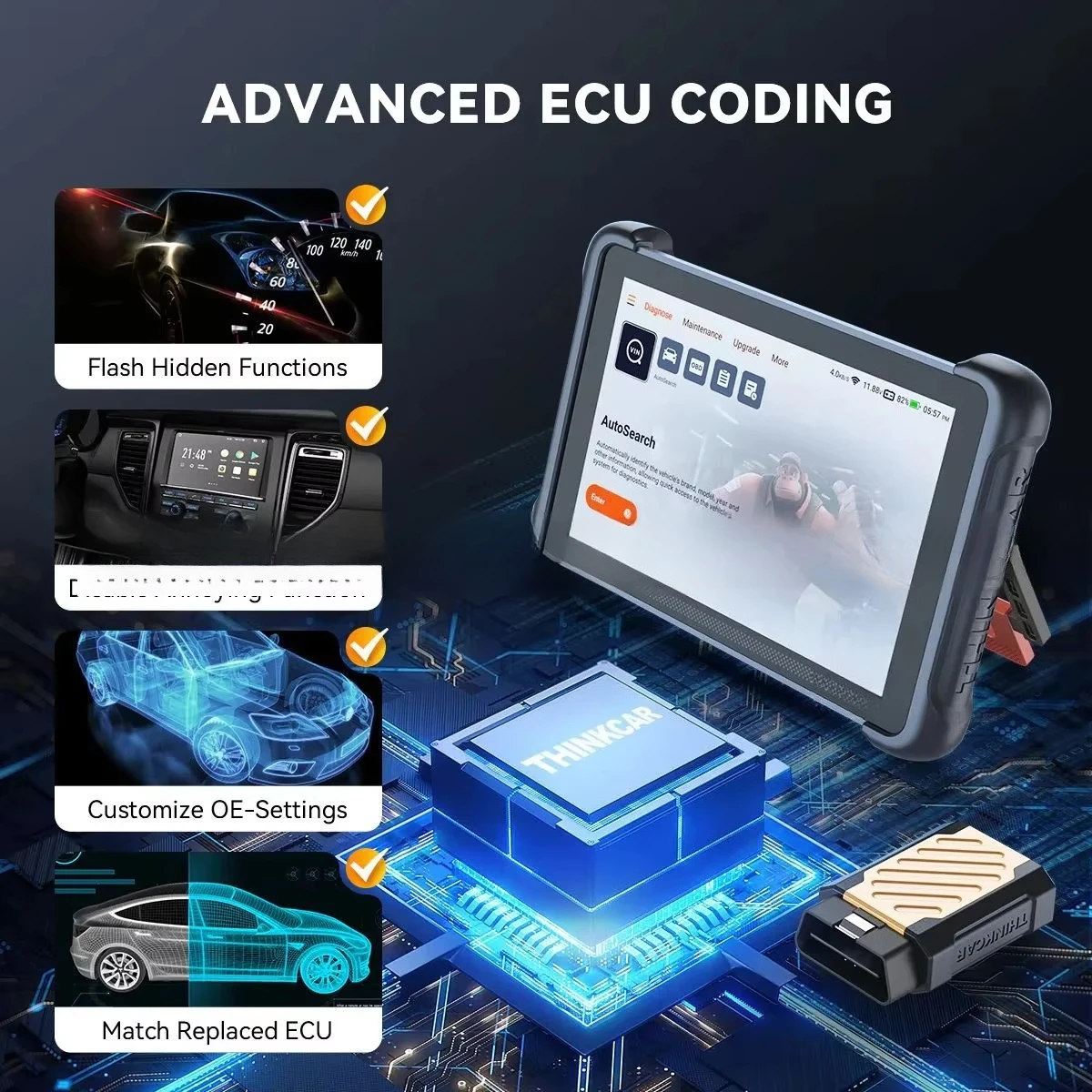 Picture 6: 689BT Car Vehicle Diagnostic Tool CANFD DOIP Bi-directional ECU Coding 34 Reset Full System Life Free Obd2 Scanner