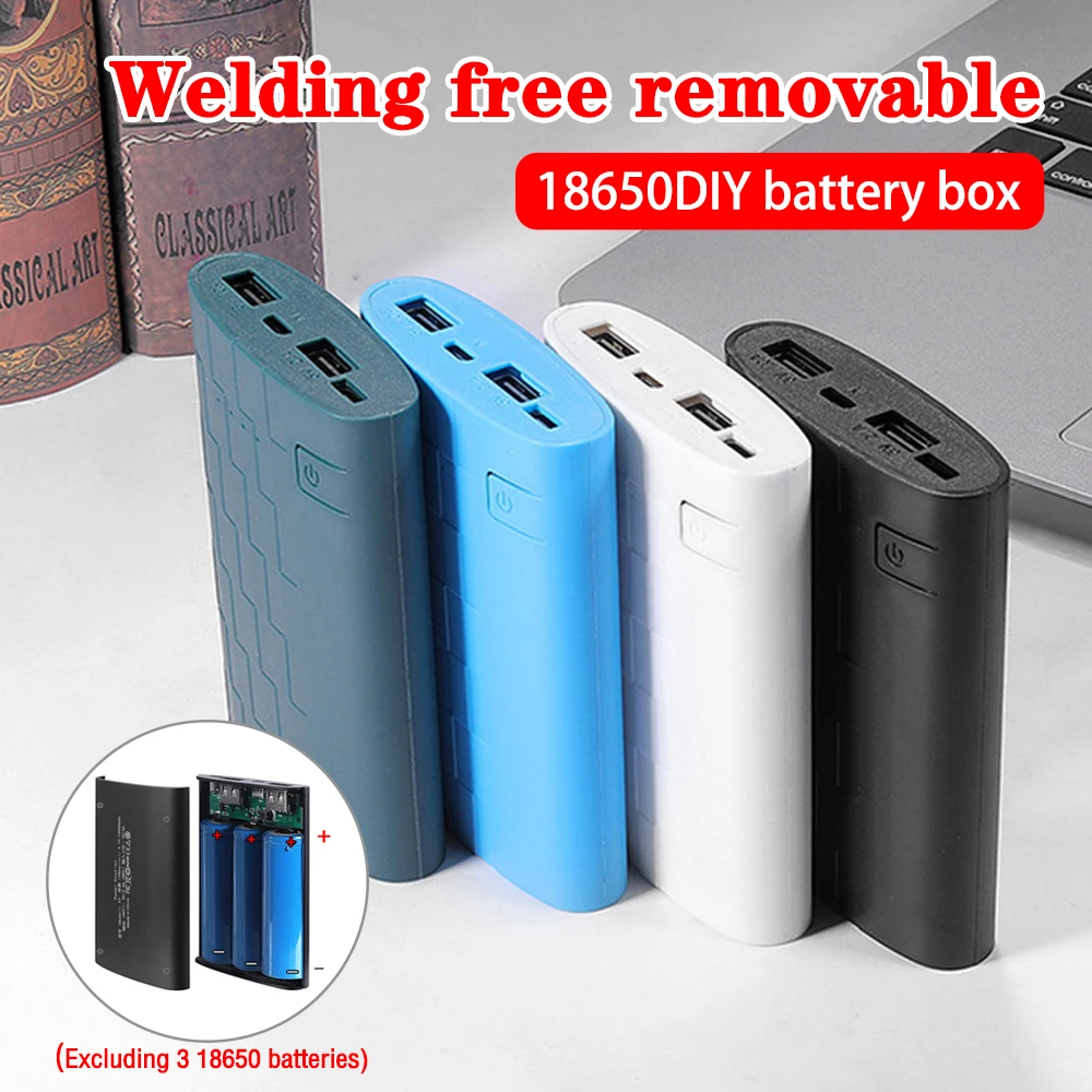 Portable Power Bank Battery Box DIY Quick USB Charging Battery Box 3 x 18650 No Welding Mobile Power Box For Charging Phones