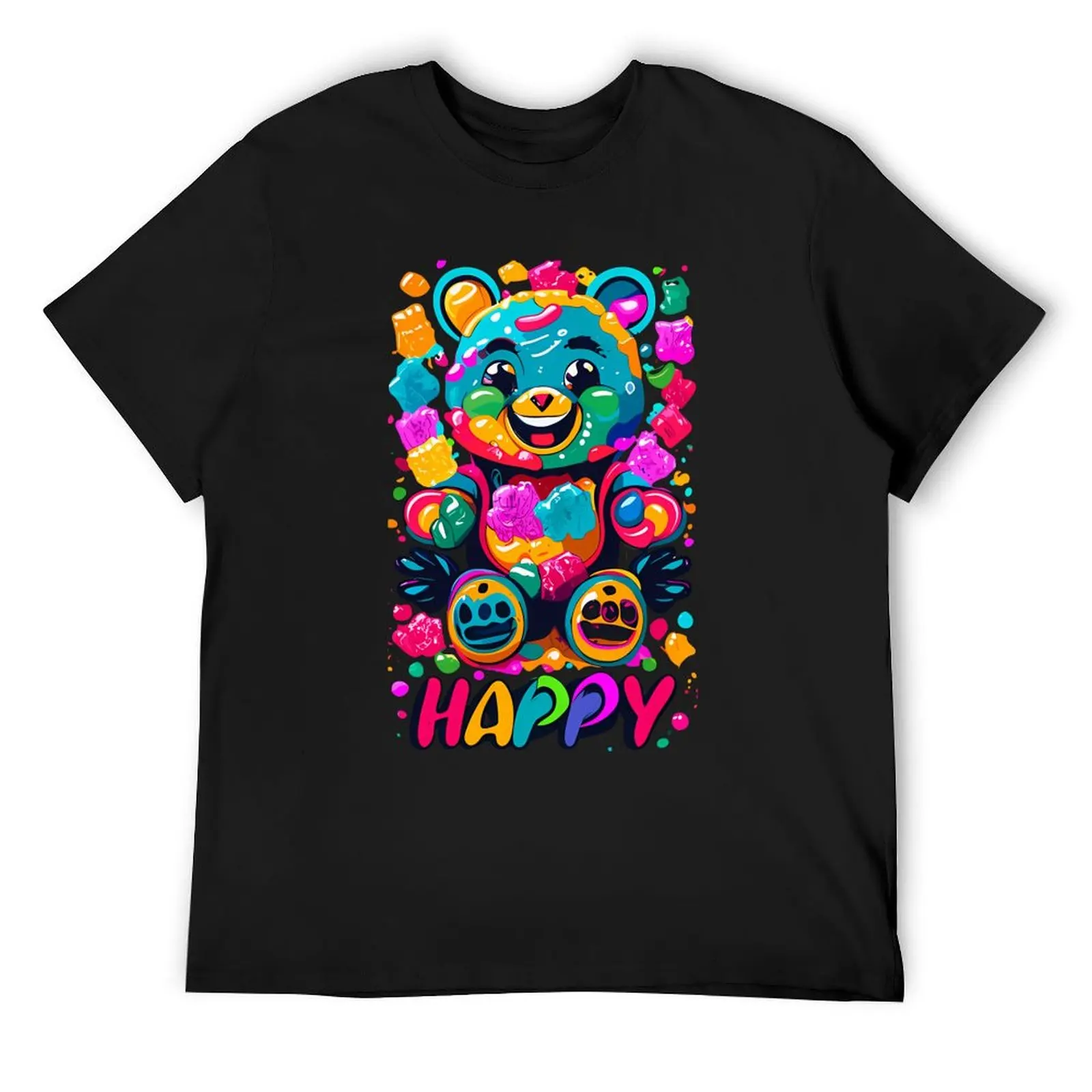 

Gleeful Gummy Bear With A Sugary Grin T-Shirt anime Funny t-shirts cheap stuff quick drying mens graphic t-shirts funny