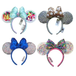 Walt Disney Minnie Ear Headband For Women Disneyland Mickey Mouse And Friends Ears Plush Sequin Party Cosplay Girls Accessories