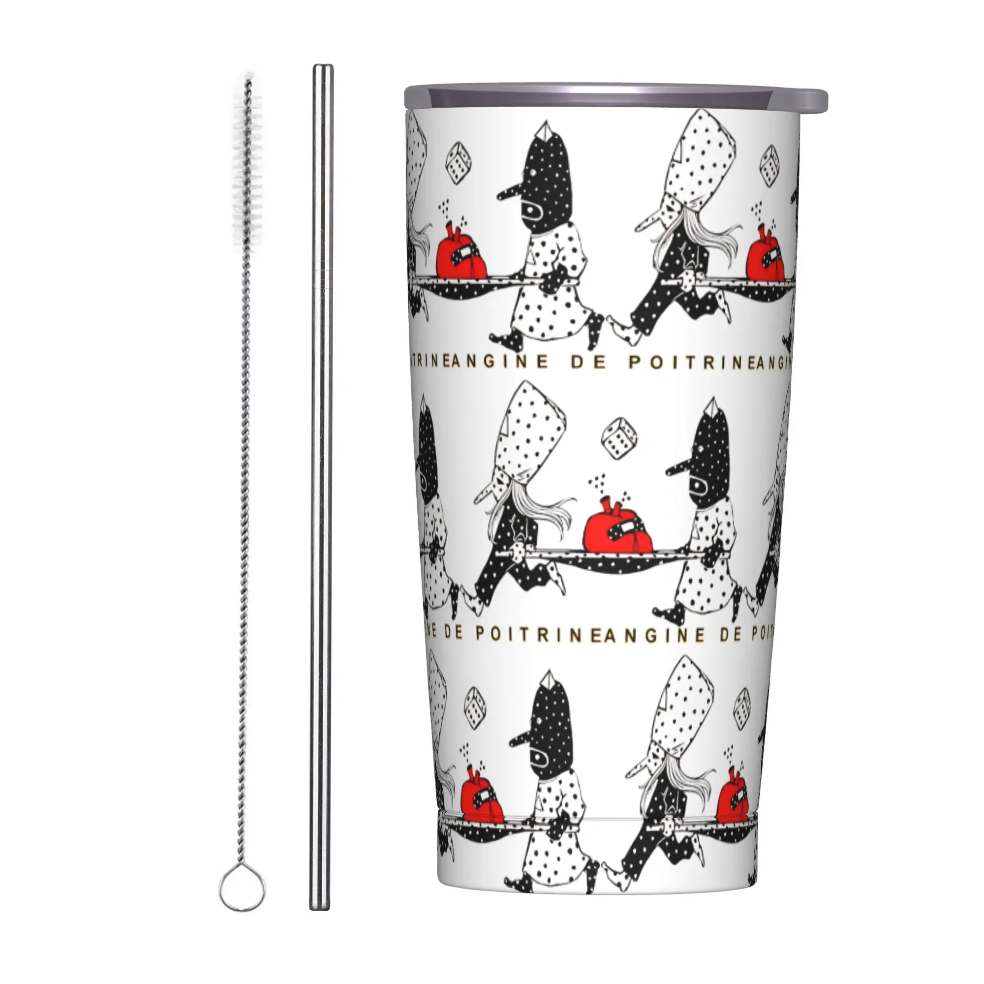 

Angine De Poitrine Tumbler Vacuum Insulated Sherpa Mantra Coffee Cups with Lid Straw Outdoor Mug Water Bottle, 20oz