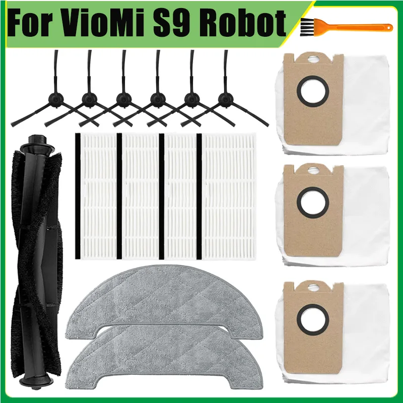 ل VioMi s9 جهاز آلي لتنظيف الأتربة قطع غيار فرشاة رئيسية فرشاة جانبية فلتر Hepa كيس لجميع الغبار ممسحة الملابس استبدال الملحقات جزء #1