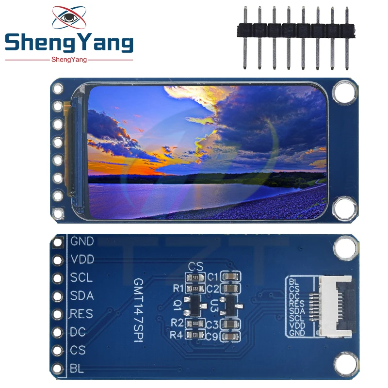 TZT 1.47" 1.47 Inch 172x320 SPI Full Color TFT HD IPS Screen LCD LED Display Module 172*320 ST7789 Controller 3.3V SPI Interface