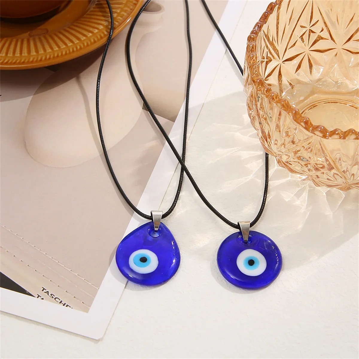 1PC Retro Devil's Eye Necklace Acrylic Women's Trendy Jewelry Homecoming Festival Exquisite Lucky Daily Wear Versatile Accessori