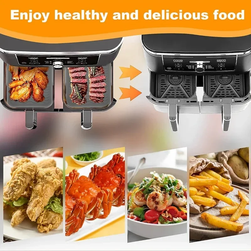 Air Fryer Silicone Pot Air Fryer Liner Heat Resistant Air Fryer Silicone Basket Rectangle Baking Pan for