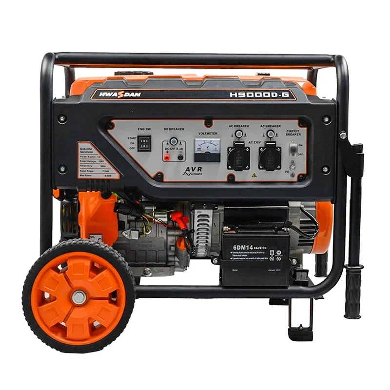 Hwasdan 7kw 7000 Watt Portable Gasoline Power Generator Open Frame Gasoline Generator with wheel