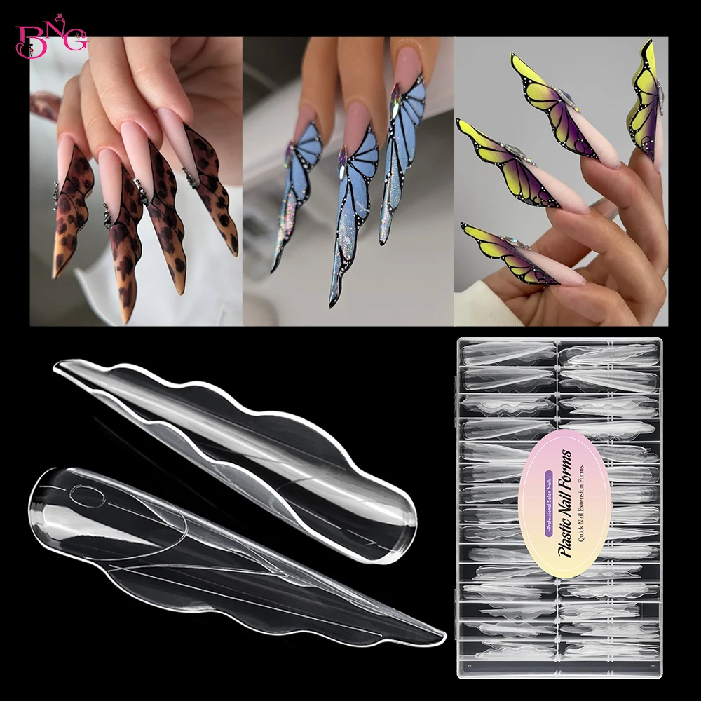 

BNG Butterfly Nail Dual Forms с внутренними линиями шкалы Quick Build Gel Акриловый набор для наращивания ногтей Инструменты для наращивания ногтей 150 шт.