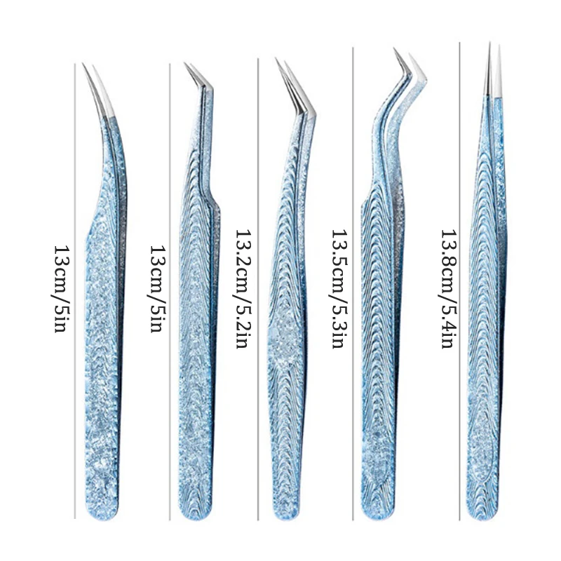 Eyelash Tweezer Ice Flower Anti-static Stainless Steel Superhard Tweezers Grafting Lash Extension Supplies Eyebrow Makeup Tools