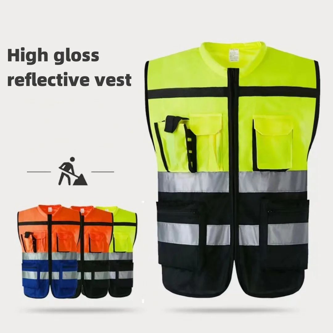 New Duty Vest Reflective Vest Construction Landscape Sanitation Traffic Safety Vest Multi Pocket Reflective Clothing