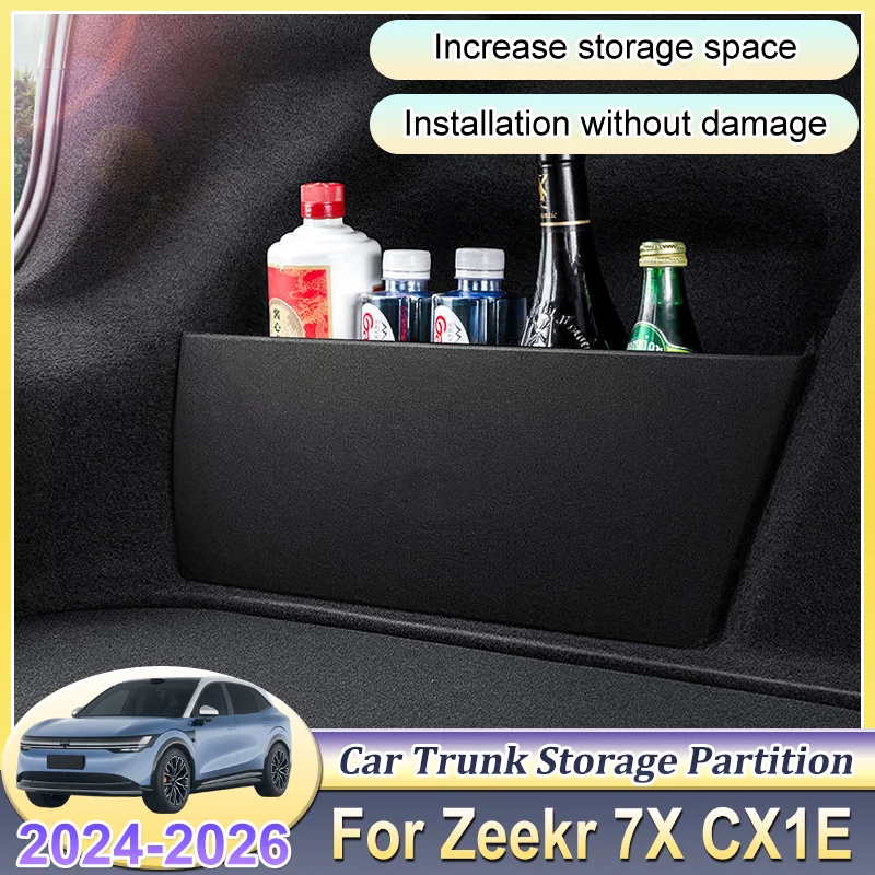 

Car Trunk Storage Partition Accessories Multifunction Storage Box Thicken Partition Auto Parts For Zeekr 7X CX1E 2024 2025 2026
