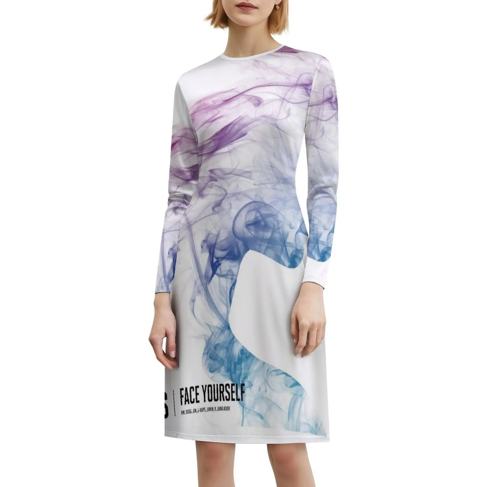 فستان حفلات أنيق للنساء من Face Yourself V3 فستان على شكل حرف A مع خيارات قصيرة/طويلة/بدون أكمام Jimin Jin Rapmon Jhope Dna Love #6