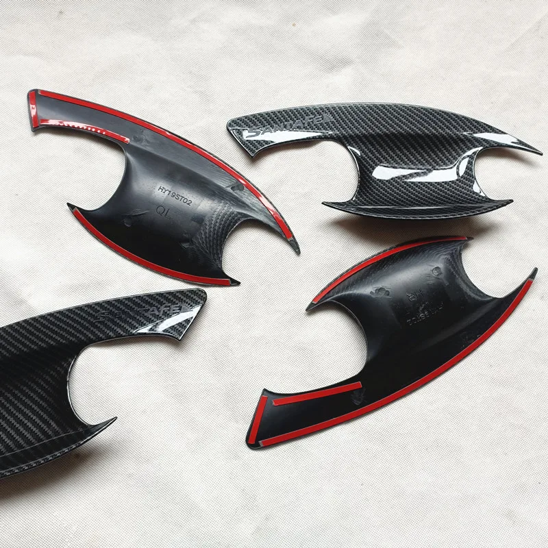 لشركة هيونداي سانتا في سانتا في TM 2019 2020 2021 2022 اكسسوارات مقبض الباب إكسسوارات خارجية لأبواب السيارات تقليد البلاستيك ألياف الكربون #3