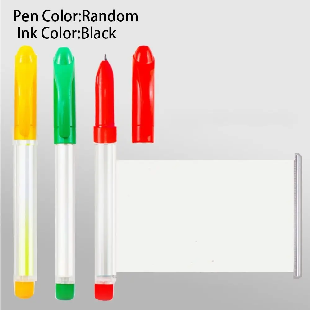 

1PC Black Gel Pen with Retractable Blank Scroll ABS and Coated Paper Ballpoint Pen Stationery Pull-out Paper Ballpoint Pen Study