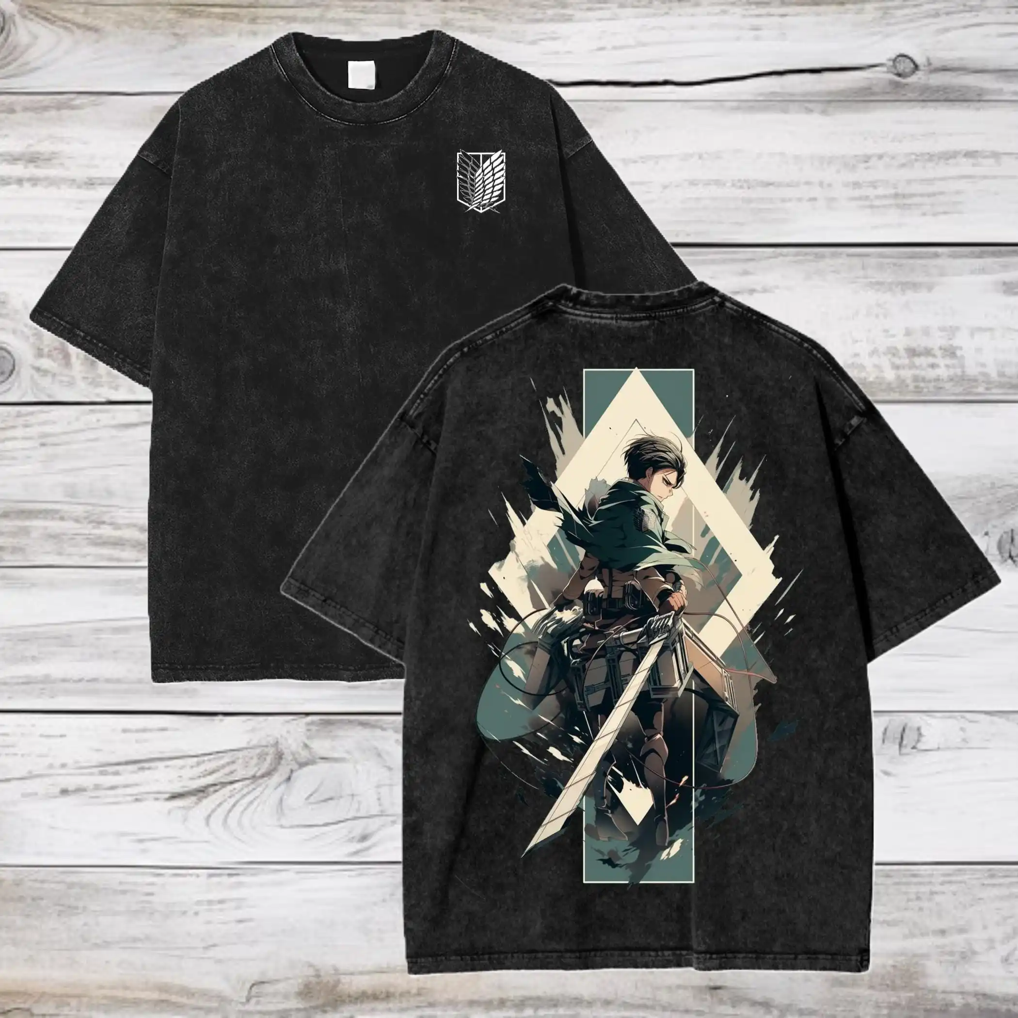 Camiseta de ataque a los Titanes temporada 3, regimiento de exploradores, camiseta lavada de Anime, camisetas gráficas, camisetas Harajuku