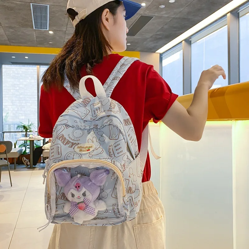 Mochila japonesa Harajuku para mujer, bolso Itabag transparente con estampado, mochilas de escuela secundaria JK Cool, bolsas para adolescentes, bolsa ita