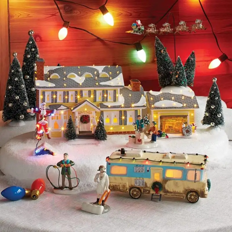 

Luminous Christmas House with Santa Claus Village, Snowman Doll, Resin Decoration, Street View, Tiny Xmas Figurine, Gifts