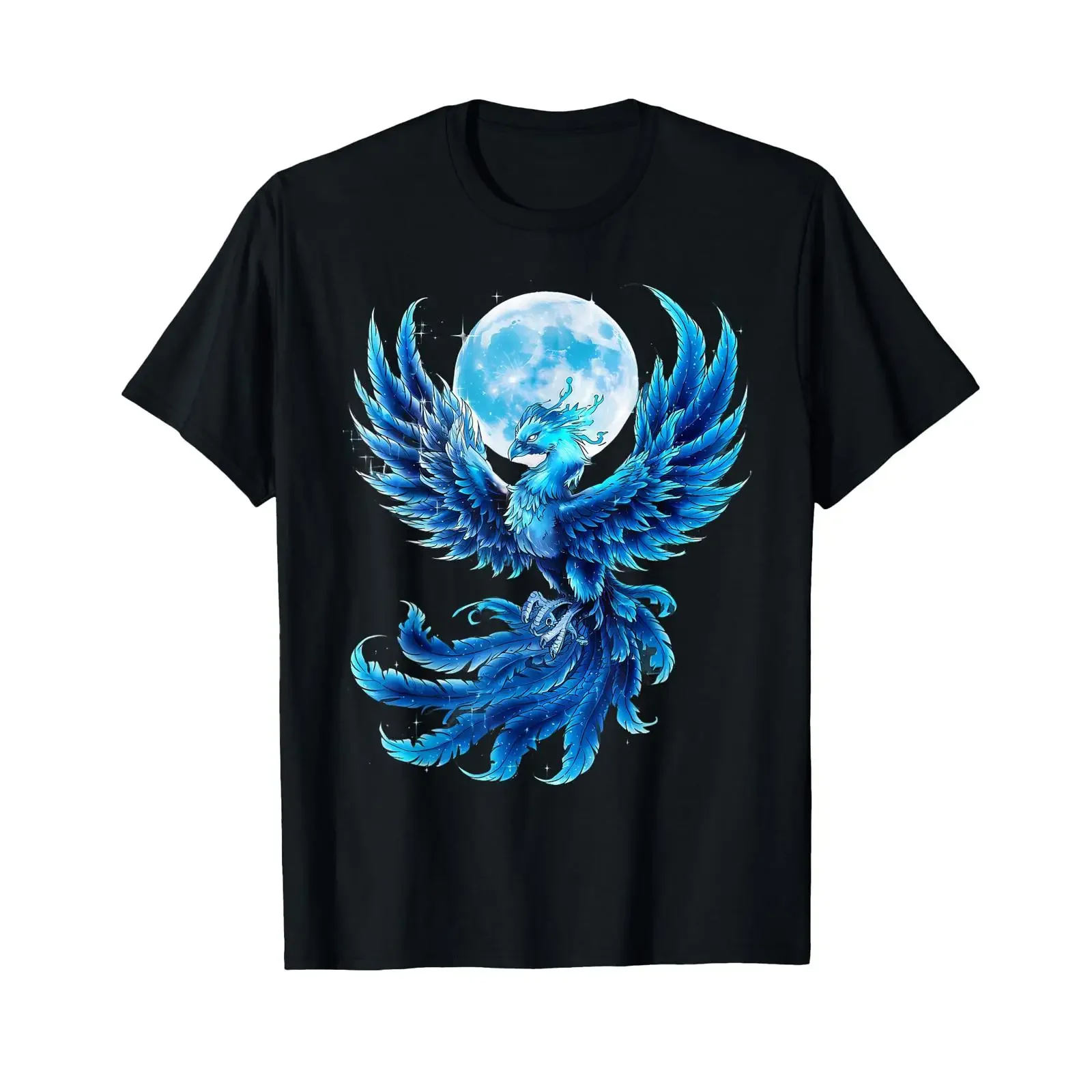Phoenix Bird Full Moon Mythical Rejuvenation T Shirt vintage Washed graphic Comfortable streetwear Stretched fashion Soft