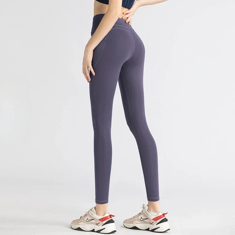 Training Leggings with Pockets for Women - High Elastic Yoga Pants Tummy Control High Waist 4-Way Stretch Gym Workout  Athletic