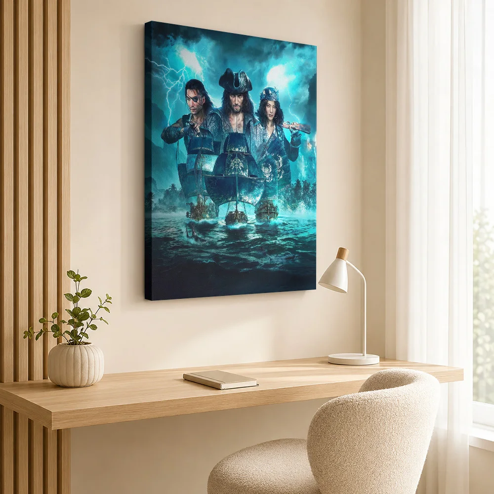 Pirates on a stormy sea Framed Canvas Poster Personalized Photo Sports Portrait Wall Paintings Decoration for Gym Ready to Hang