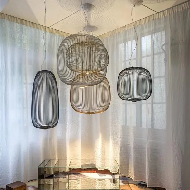 Foscarini المتحدث قلادة مصباح الحد الأدنى قفص العصافير معلقة ضوء لفيلا اللوبي الدرج ديكور المنزل درج الإضاءة الإيطالية #3