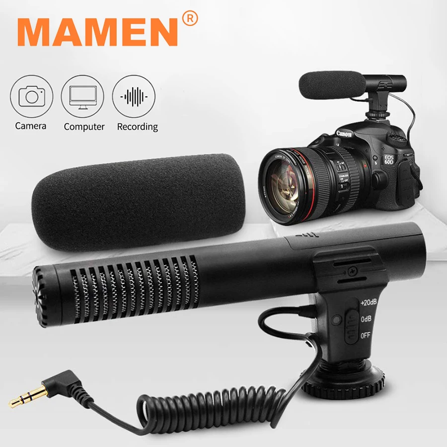 MAMEN Condenser Video Recording Vlog Microphone 3.5mm Plug Studio Microphone for Camera Computer For Nikon Canon DSLR Camera