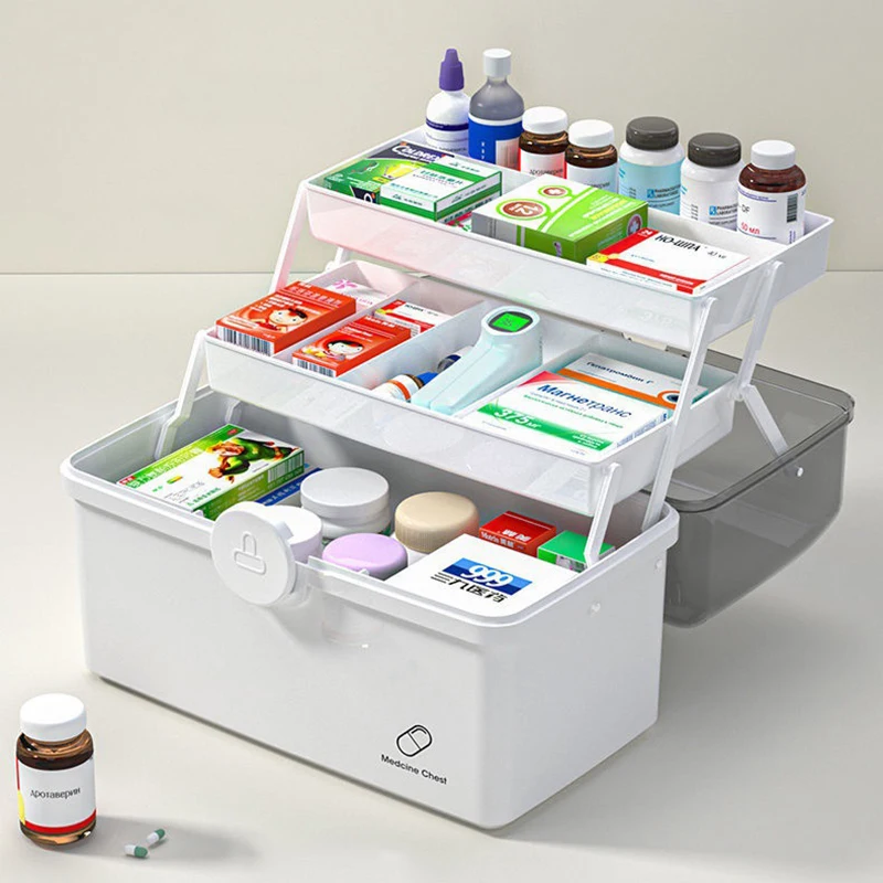 3 Layers Large Capacity Family Medicine Organizer Storage Box Portable First Aid Kit Container Emergency Pharmacy Pill Box