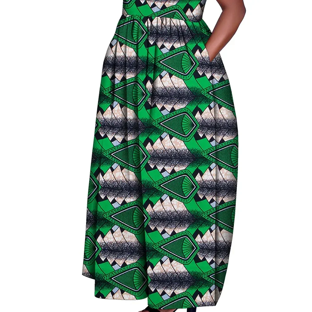 Dashiki  African Dresses for Women Daily Wedding  Party African Women Dress Ankle-Length Sleeveless Ankara Lady Dress FH004