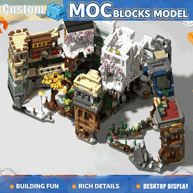 5369PCS Book Nook Old Town Street Diorama Building Blocks MOC Model Custom DIY Assembly Creative Educational Home Display Gift