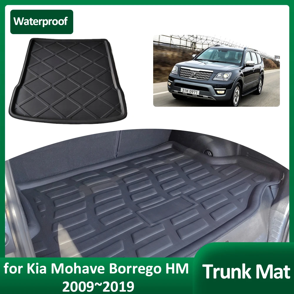 Car Trunk Mat for Kia Mohave Borrego HM 2009~2019 2010 2011 Luggage Rug Tray Waterproof Cargo Boot Pad Liner Cover Accessories