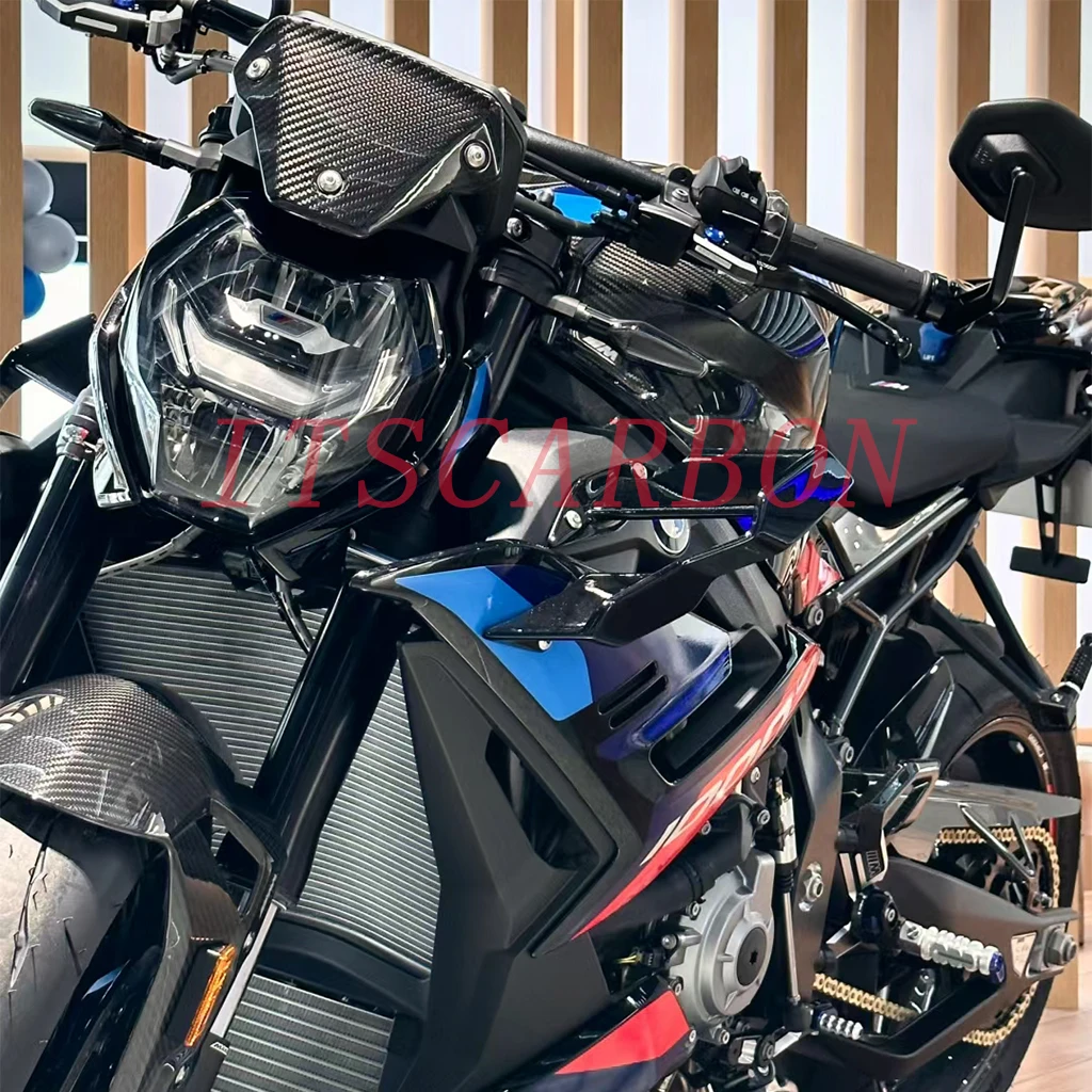 Pure Real Dry Carbon Fiber Winglets Rear Footrest Parts Fairing Fenders Cover Kits For BMW S1000R M1000R 2021 2022 2023 2024