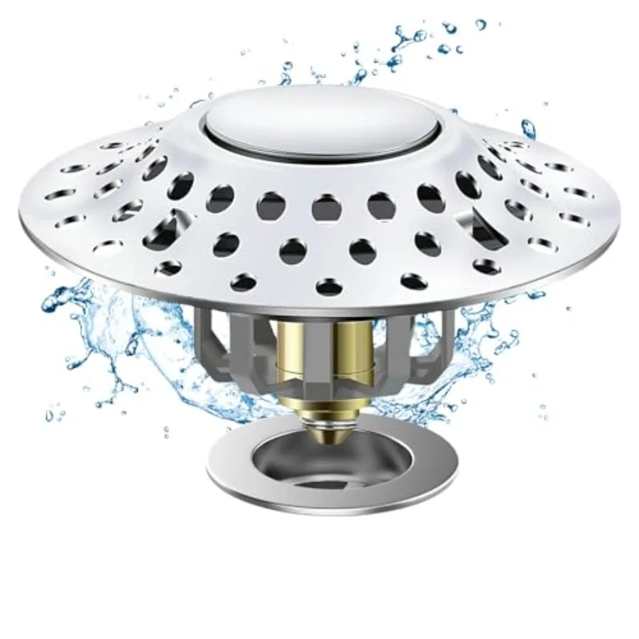 

Tub Stopper Bathtub Drain Hair Catcher, 2 in 1 Bathtub Drain Stopper, Bathtub Stopper with Dual Filtration Design, Pop Up Batht