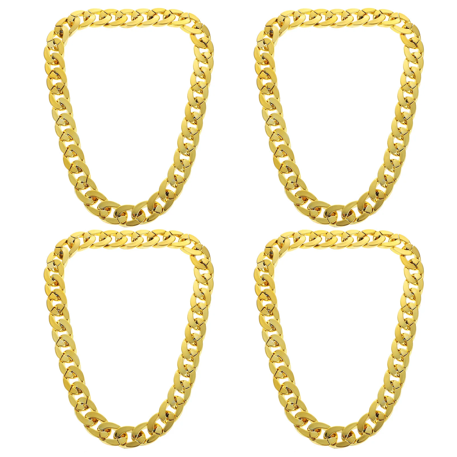 

4Pcs Golden Male Necklace Punk Chain Decorative Hip Hop Style Jewelry Street Style Accessories Decorative Male Jewelry