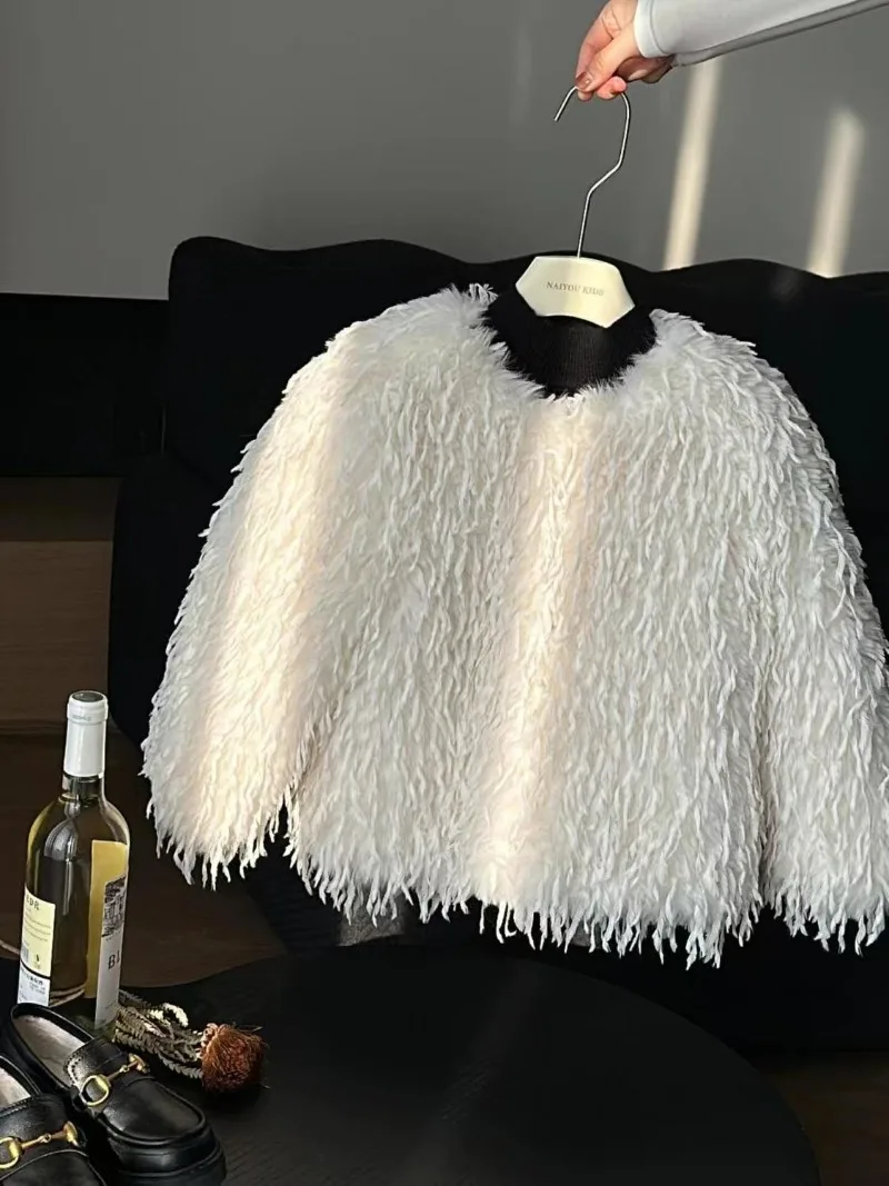 Herbst-Winter-Wollmantel für Mädchen, Kunstpelzmantel für 2-10 Jahre, vielseitige, trendige Jugendjacke für Mädchen, Kunstpelzjacke – Detail 11