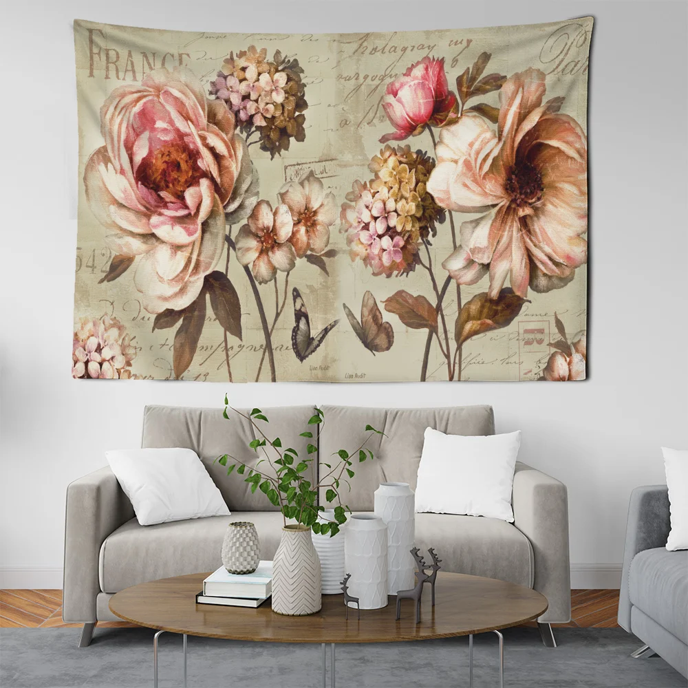 Vase Bouquet Pattern Tapestry Sparrow Floral Decoration Home Textile Products House Bathroom Wall Hangings Decor Friends