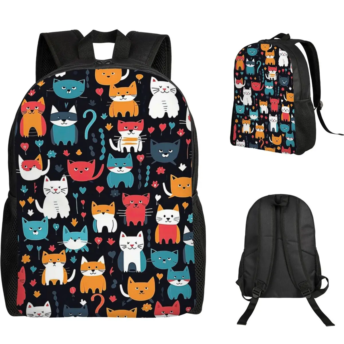 

Рюкзак с забавным рисунком кота, школьная сумка для мальчиков и девочек, сумка для ноутбука, сумка через плечо