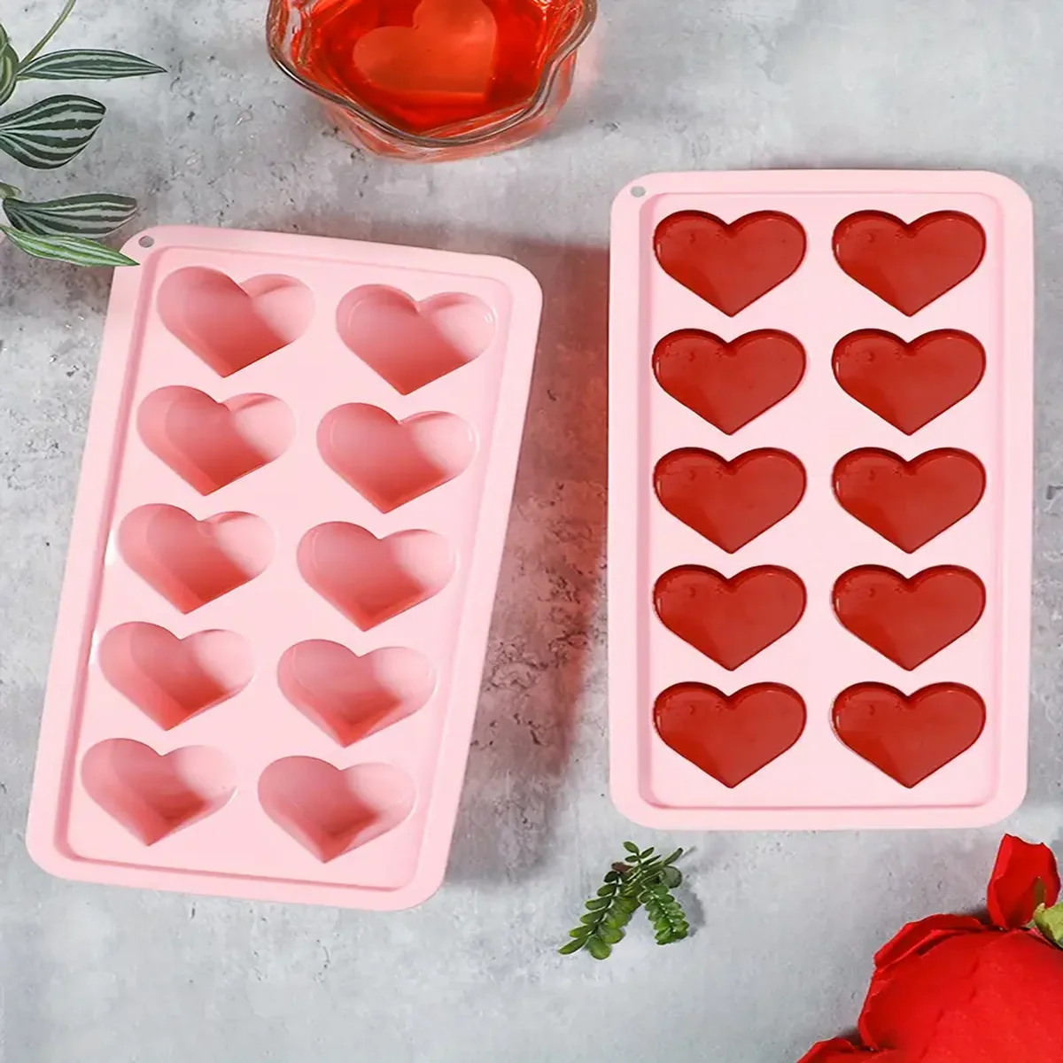 10-Grid Heart-Shaped Silicone Ice Cube Tray Set Soft Easy Demoulding Love Ice Maker for Kitchen And Home view 5