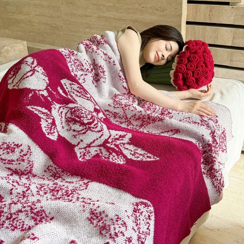 Knitted Blanket Lounger Comfortable Sleeping Bouquet Pillow Long Soft Thick Portable Blanket Home Bedroom Textile Decoration