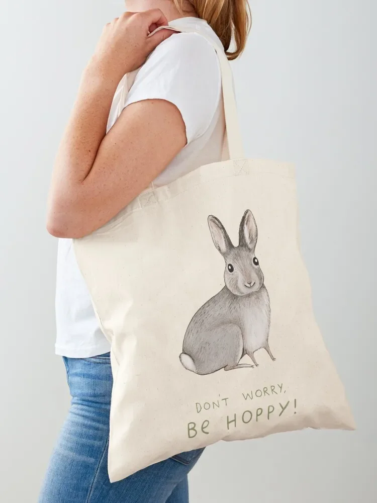 Don't Worry, Be Hoppy! Tote Bag hand bag ladies canvas tote bags Tote Bag