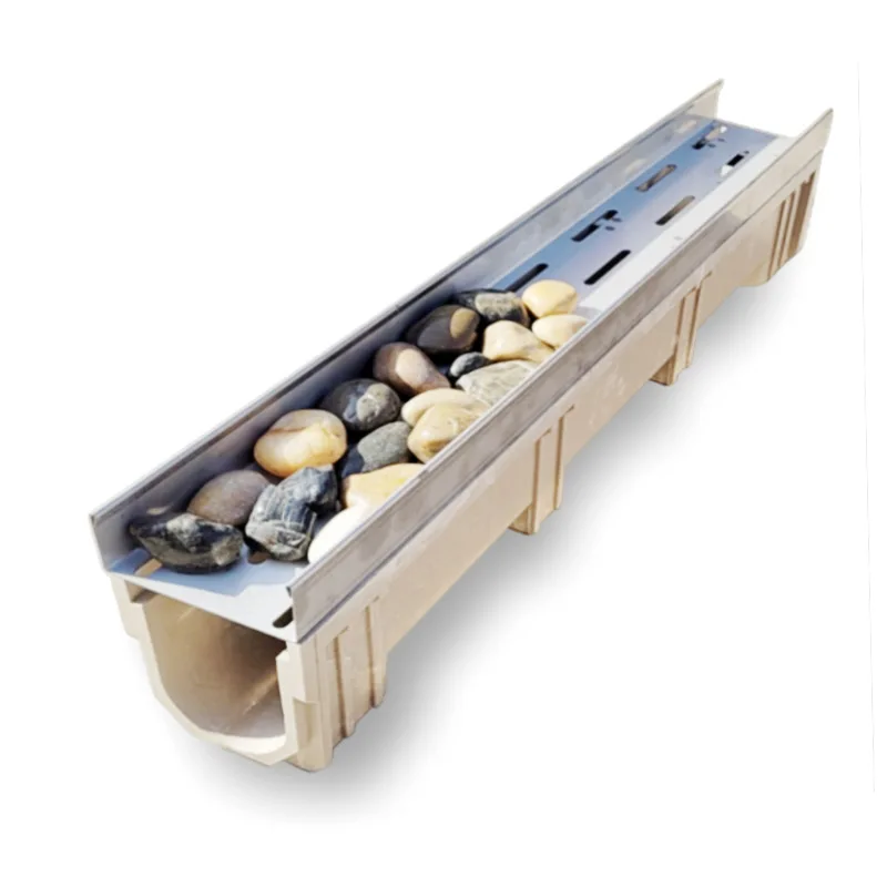 

U-shaped drain with stainless steel cover, kitchen sewer grooves, courtyard cobblestone drain cover