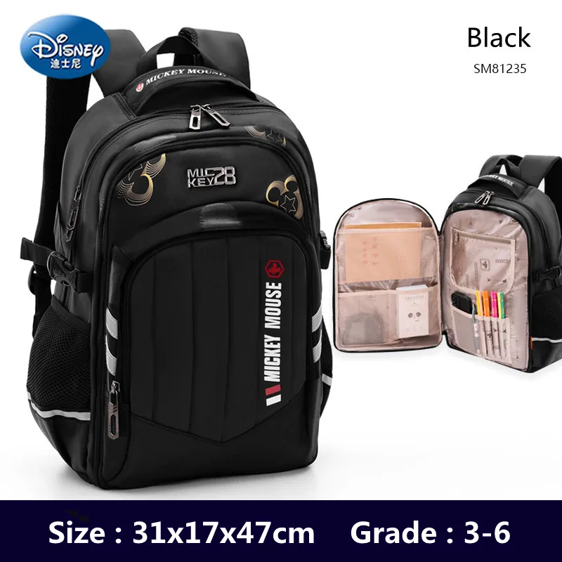 Disney Mickey School Bags For Boys Kids Primary Middle Student Shoulder Orthopedic Backpack Large Capacity Super Light Mochilars