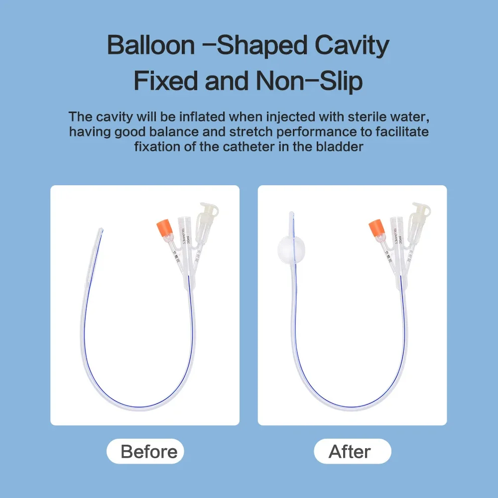 Cofoe 3 way urethral catheter double balloon silicone hose foley catheter silicone coated sterilized male sex urinary catheter