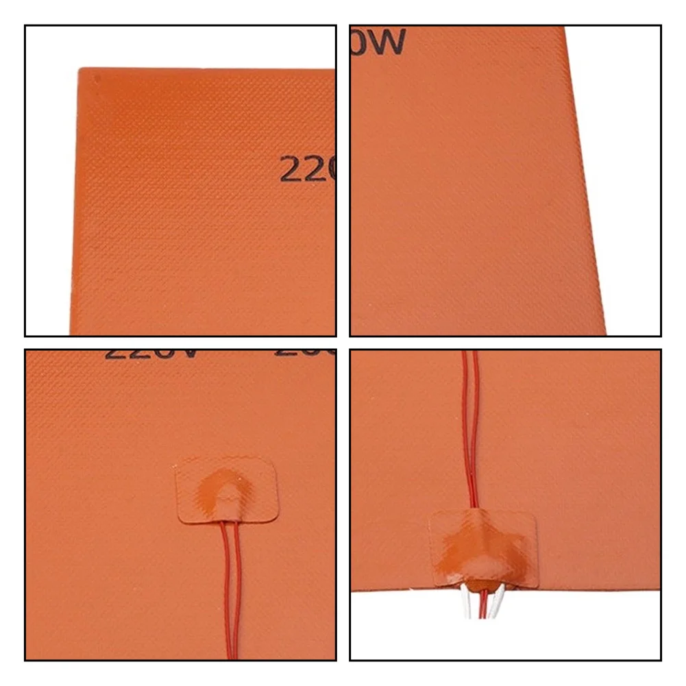 For 3D Printing Orange Silicone Heated Bed Mat Even Temperature Distribution Strong 3 Meter Backing For 3D Printers