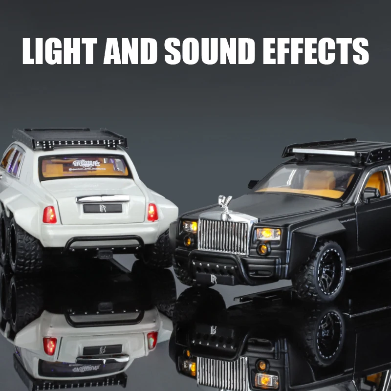 1/32 Phantom 6X6 Alloy Truck Car Diecast Model Metal Toy Off-Road Vehicle Simulation sound light Collectibles Birthday gift 장난감