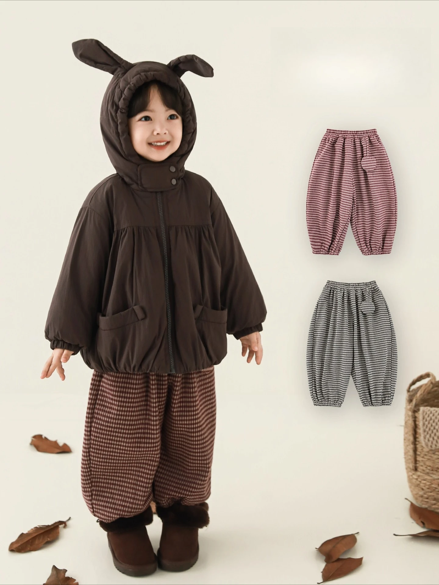 Girls Winter Pants 2025 Plaid Cuffed Thermal Fleece Lined Loose Fit Slimming Casual Everyday Trousers 1-7 Years